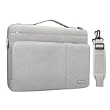 MOSISO 360 Protective Laptop Shoulder Bag Compatible with MacBook Pro 16 inch 2023-2019 M2 A2780 M1 A2485 Pro/Max A2141,15-15.6 inch Notebook,Side Open Sleeve with 3 Front Pockets&PU Handle&Belt, Gray