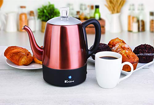 Euro Cuisine Per04 Electric Percolator 4 Cup Stainless Steel Coffee Pot Maker (4 Cup) - Copper Finish #TOP3
