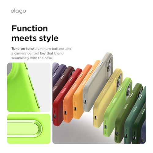 elago for iPhone 17 Pro Case, Premium Magnetic Silicone Case, Compatible with MagSafe, Liquid Silicone Material, Protective Cover, Shockproof, Slim Phone, 6.3 inch (Lime Green) by elago - Used condition - Image 4
