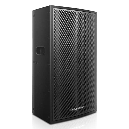 Image of Sound Town CARME Series 12 inch 2-Way Powered Professional PA DJ Speaker, Black with Onboard DSP, Birch Plywood for Installations, Live Sound, Karaoke, Bar, Church
