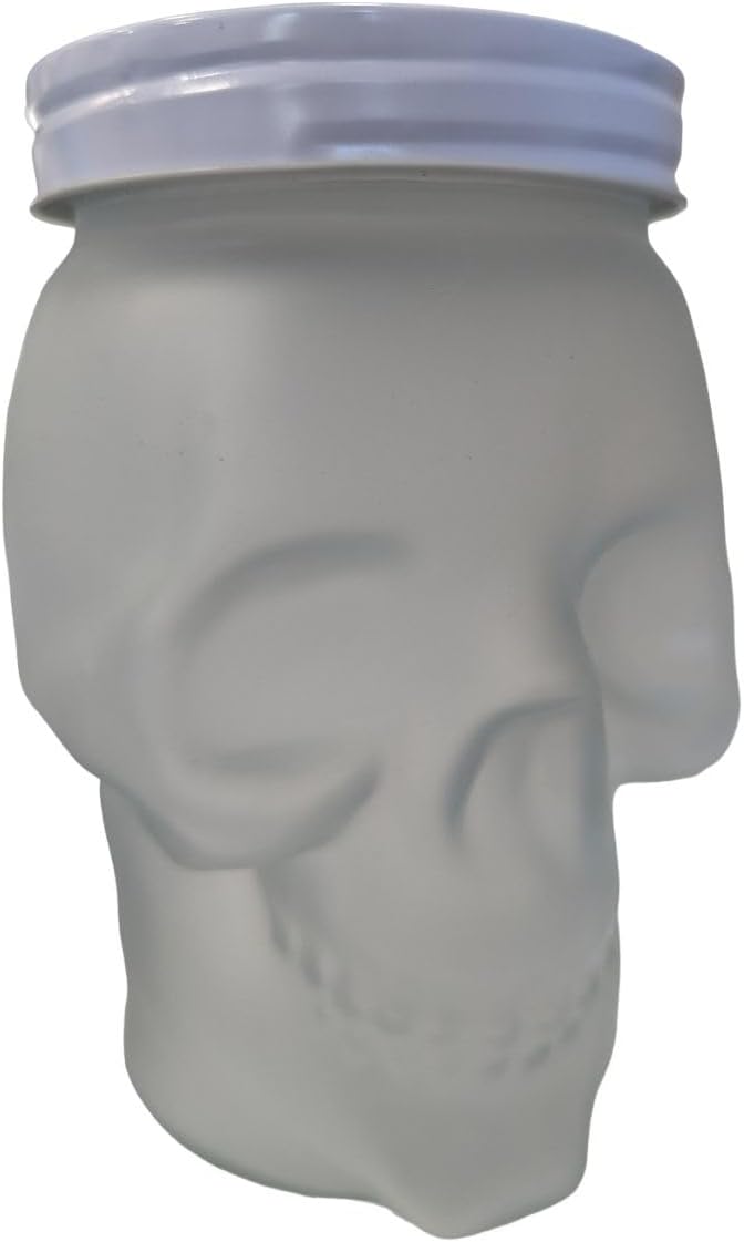 Global AmiciLarge Skull White Canister Halloween Gothic Party Food Storage (Frosted White)