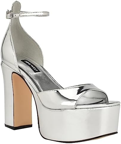 Nine West Women's Liya Heeled Sandal, Silver 040, 8.5 | Image 5