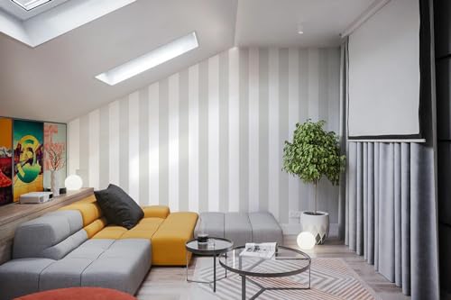 Guvana 17.7"x197" Striped Peel and Stick Wallpaper Grey and White Contact Paper Modern Removable Wallpaper Gray Striped Self-Adhesive Contact Paper for Livingroom Cabinets Decor by Guvana - Used condition - Image 3