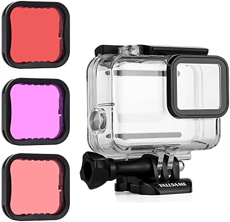 YALLSAME Waterproof Housing Case with Dive Filter for GoPro Hero 7 Silver/ White Action Camera 147ft Underwater Photography Protective Diving Accessories Kit for Go Pro 7 White Silver