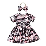 Baby Girl Tunic Dress Party Dresses Infant Girl's Camo Dress Camouflage Onepiece Dress 0-3 Months Newborn Girls Clothes Set Baby Girls Spring Summer Outfits Holiday Dress Short Sleeve NB