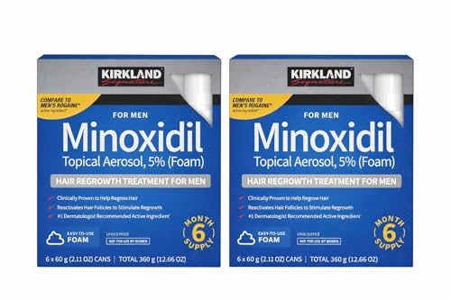 Kirkland Signature - 5% Minoxidil for Men Hair Growth Treatment Unscented Topical Foam Aerosol - 12 Month Supply Kirkland-w3w3