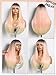 GORGIUS Peach Pink Straight Wig with Bangs Glueless Layered Fringe Bang Wig with Realistic True Scalp Upgraded with Style-Archive Premium Synthetic Fiber