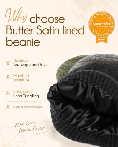 YANIBEST Winter Hats Satin Lined Beanie for Cold Weather Beanie Hat — 사진 2
