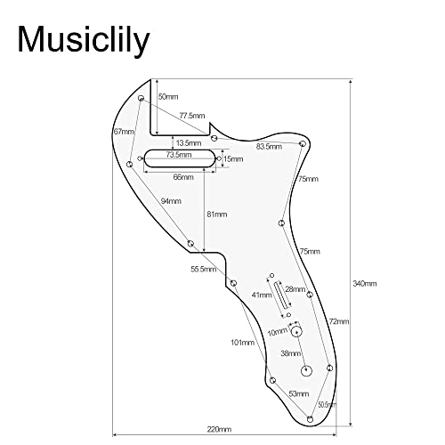 Musiclily Pro 11 Trous Pickguard pour Guitare électrique USA Fender 69 Tele Thinline Style, 4 plis Black Pearl - Les Beatles, Paul McCartney, John Lennon, RIngo Starr, George Harrison Musiclily Pro 11 Trous Pickguard pour Guitare électrique USA Fender 69 Tele Thinline Style, 4 plis Black Pearl – Image 3