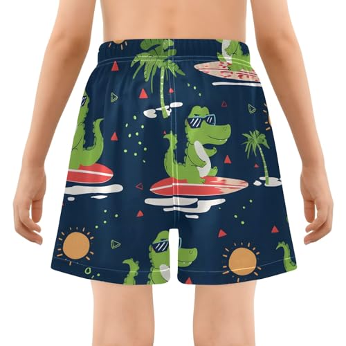 Bolaz Toddler Boys Swimwear Swim Trunks with Compression Liner 4T Green Crocodile Surfing3