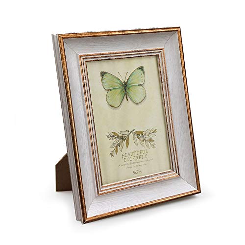 Afuly 5X7 Picture Frame Antique Vintage Photo Frame Retro White Gold For Desk Standing Wall Hanging Home Decor Wedding Gifts Festival Birthday Gift For Father Grandma Family Friends #TOP7