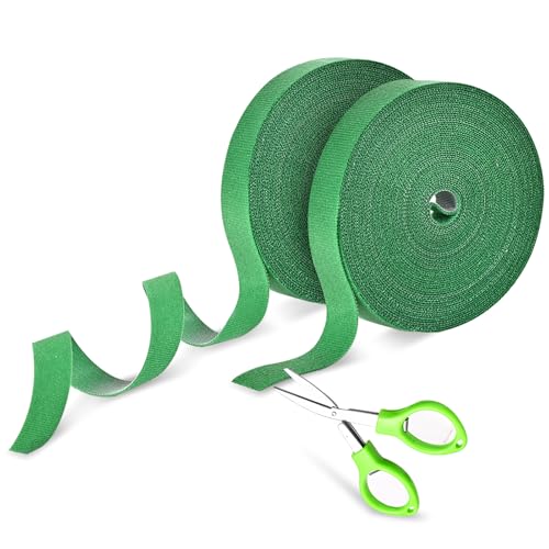 owandan Plant Ties, 20mm 66ft Adjustable Garden Velcro Tape Strips with Scissors for Climbing Plant, Reusable Thicker Support Straps for Growing, Tomato Vines Stem, Cable Ties