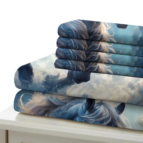 Housse de couette cheval hypoallergénique en microfibre douce