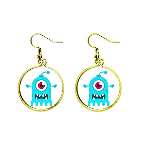 Pendientes de alien y universo azul joyería de moda mujer con colgante dorado