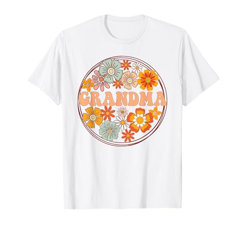 Groovy Grandma Retro Flowers Women Mother's Day Grandmother T-Shirt