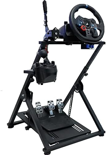 Marada Racing Wheel Stand,Steering Wheel Stand With Water Cup Holder Foldable fit Logitech G25 G27 G29 G920 G923 Thrustmaster T300 T500 Xbox,Shifter&Handbrake&Wheel&Pedals NOT Included