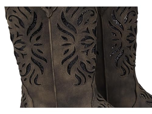 Image of ROPER Womens Riley Glitz Glitter Underlay Snip Toe Casual Boots Mid Calf Low Heel 1-2 inch - Off White