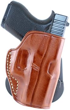 Premium Leather OWB Paddle Holster with Open Top Fits, Glock 43 with Out Rail Subcompact 9mm, Right Hand Draw, Brown Color/Black Color #1107#