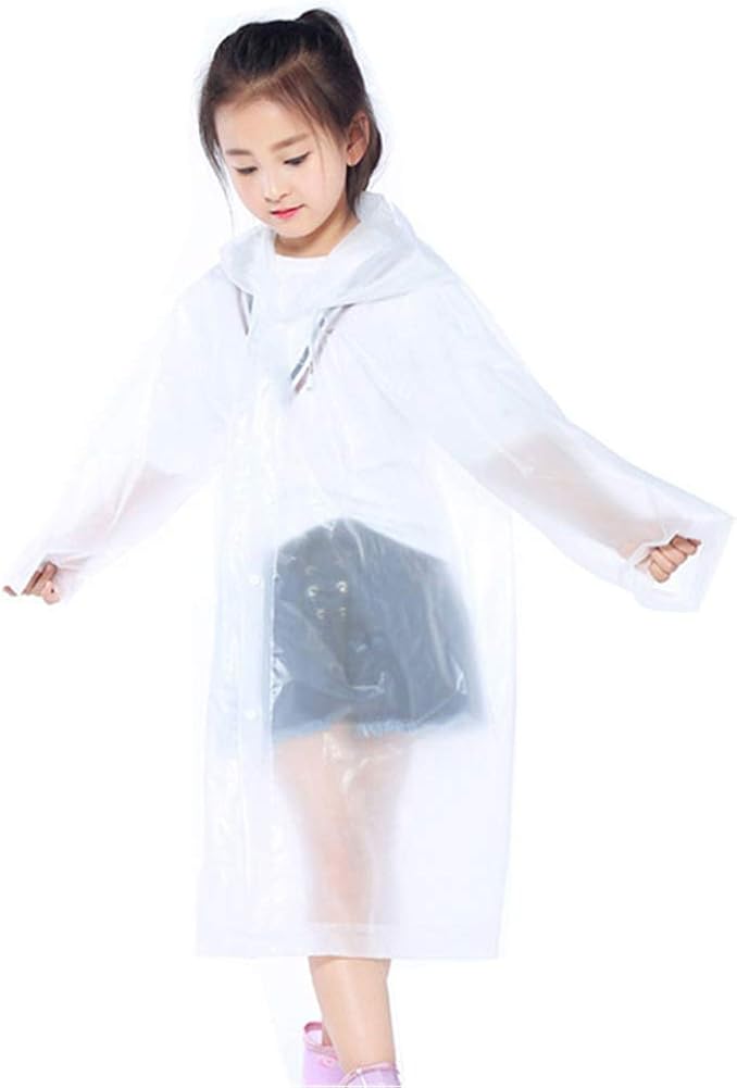 Orgrimmar2 Pcs Kids Rain Ponchos Reusable Raincoats Portable Rain Wear with Hat Hood Unisex for 6-12 Years Old Children: Clothing, Shoes & Jewelry