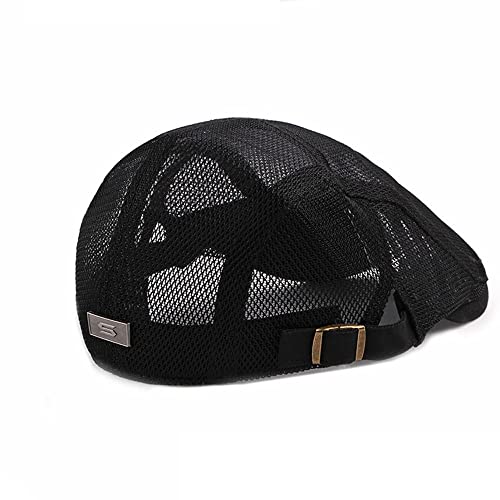 Marycan Men Mesh Newsboy Cap Mesh Breathable Summer Cap Adjustable Newsboy Beret Cap Cabbie Flat Cap (Color : A, Size : 55-60Cm Adjustable) #TOP3