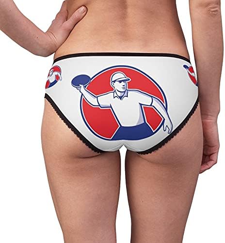 SpreadPassion Disc Golf Player Throwing Mascot Panties, Disc Golf Player Throwing Mascot Underwear, Briefs, Cotton Briefs,