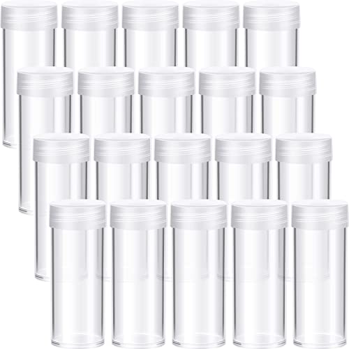 Qunclay 60 plastic quarter tubes with screw lids, 1 inch inner, coin storage