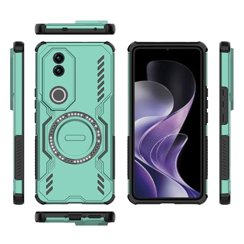 Pzwoxukhov Compatible with Vivo V50 5G Case,Compatible with Magsafe,Skeletonized Heat Dissipation Design, Compatible with Vivo V50 5G Magnetic Shockproof Phone case Green