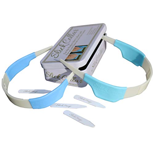 Slick Collar Adjustable Shirt Collar Support Bonus 3 Piece Set with Collar Stays for Men and Women with Women's Slick Collar Slim and EDC Metal Box