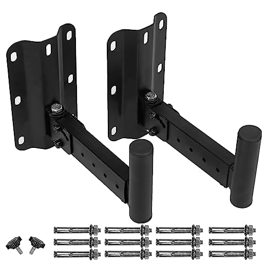 Nbguigdstr Heavy Duty Speaker Wall Mounts Support up to 110lbs,Adjustable PA Speaker Mount Bracket Holders,Speaker Stand Wall Fixed, Wall Mount Speaker Brackets Swivel & Tilt,2 Packs Black
