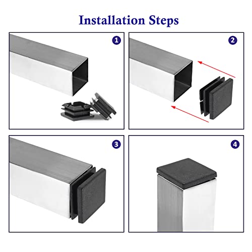 Murtenze 50Pack 1.25 Inch Square Tube End Caps, Black Plastic Square Plugs Tubing Post End Cap for Tubing Chair Table Stool Leg, Furniture Legs Replacement Caps (32mm) - Thumbnail 5