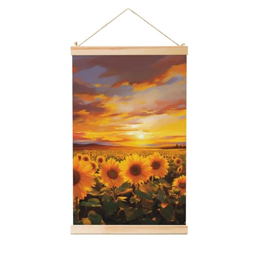 Toile tournesol coucher de soleil grand format pour décorer votre salon