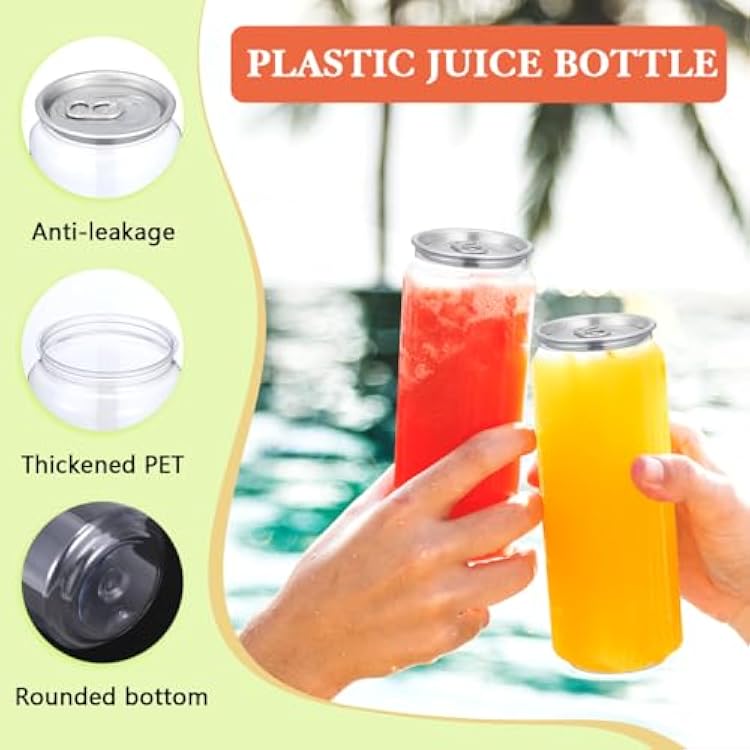 Gatuida 10pcs 16.9oz Empty Plastic Juice Bottles with Caps, Clear PET Beverage Containers for Juicing Drinking Beverage Smoothie Fridge, Leakproof Disposable Drink Bottles
