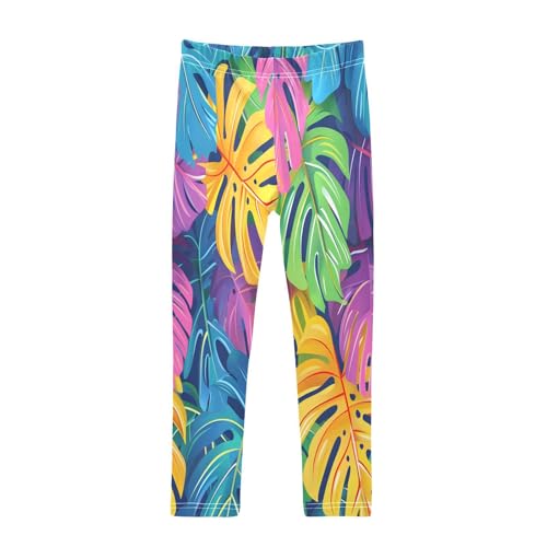 Bolaz Toddler Girls Leggings Printed Yoga Pants Leggings Dinosaur Tree Colorful Leaves for Kids