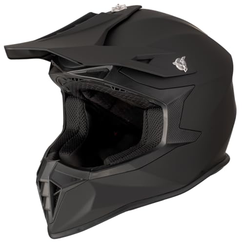 VINZ Luis Motocross Helm | Motorradhelm ECE 22.06 | Crosshelm für Damen & Herren | Downhill / Full-Face BMX MTB | In Gr. XS-XXL - Matt Schwarz