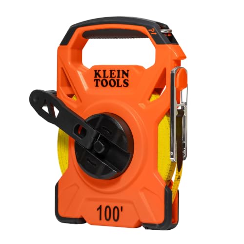 Klein Tools 94100RT 100-Foot Open Reel Tape Measure, PVC-Coated F...