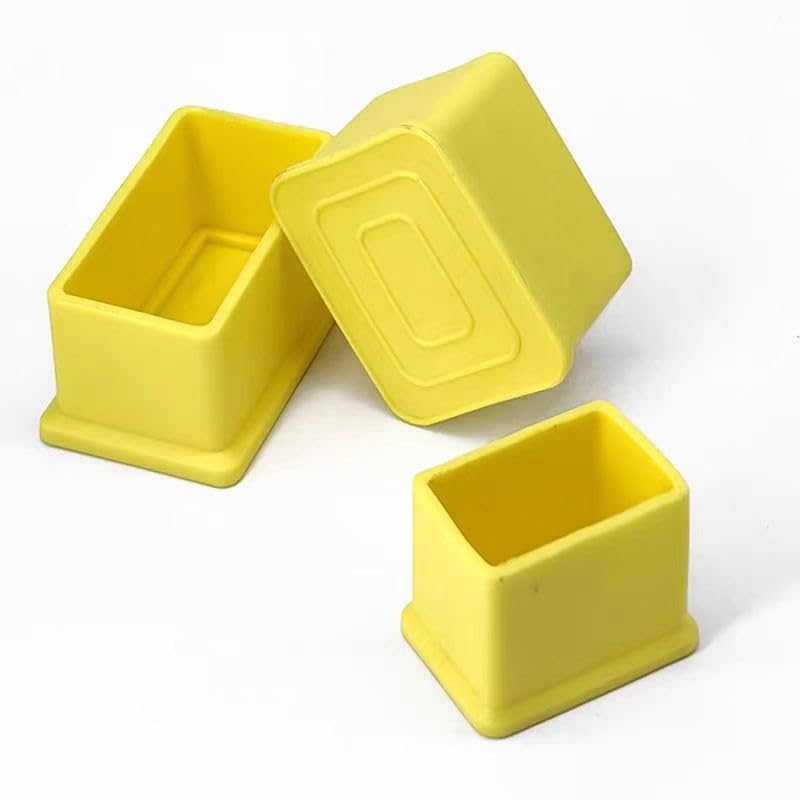 Rubber Pipe Cover,Plug Hole,8Pcs Yellow Chair Leg Tips Caps,PVC Non-Slip Feet End Caps Cover, Square Chair Leg Floor Protectors for Furniture,(30 * 50mm)
