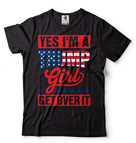 Camiseta con texto en inglés "I am Trump Girl Get Over it Donald Trump 2020 US Potus Election Rally - Negro - Medium