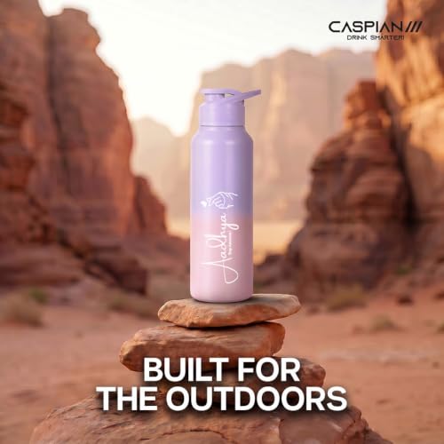 Image of Caspian Hike Customised Stainless Steel Water Bottle 750ml, Bubblegum with Logo Print - Personalised Water Bottle with Your Name Print for Kids Teens School Office Gym- Perfect for Corporate Gifting