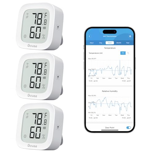 Image of Govee WiFi Thermometer Hygrometer H5103 with Electronic Ink Display 3 Pack