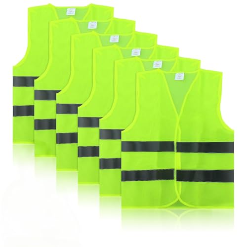 LWMLWM 6 Piezas Chaleco Reflectante de Seguridad, Chalecos de Advertencia Tamaño XXL, Auto Chaleco de Seguridad Amarillo Fluorescente de Alta Visibilidad, para Limpiadores Motos Correr Conductor