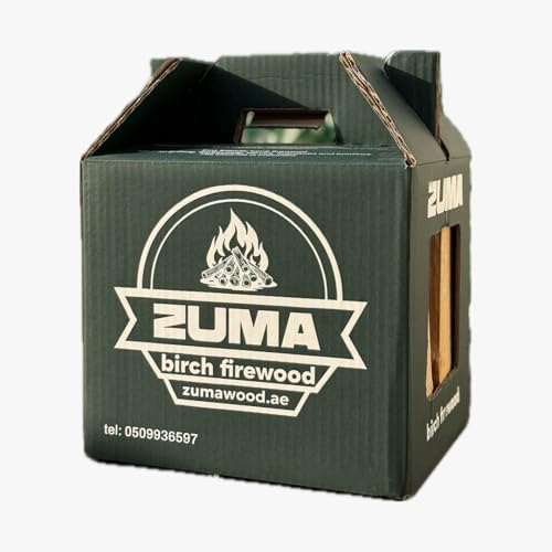 Zuma Woods Kiln-Dried Birch Firewood 7-9kg Eco Box Clean Long-Burning Wood for BBQ Fireplace & Camping