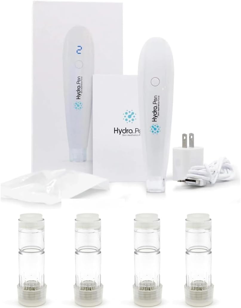 Dr. Pen Hydra Pen H2 Microneedling Pen – Serum Automatic HydraPen Applicator for Face Body – Amazing Skin Care Tool for Personal Home Use – 4 Cartridges (2pcs 12-Pin 0.25mm + 2pcs Round Nano 0.15mm)