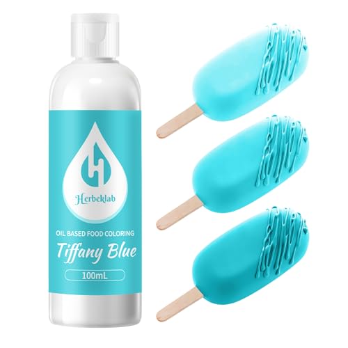 Image of Tiffany Blue Oil Based Food Coloring for Chocolate - Herbeklab 100ml Professional Concentrated Oil Food Dye for Candy Melts, Chocolate, Cake Pops, Strawberries & Baking