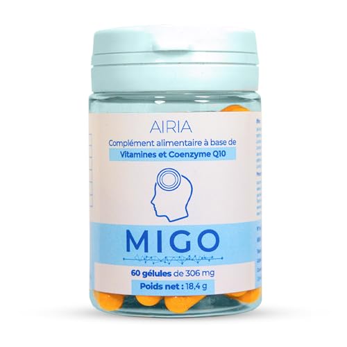 Migo® - Migraine Ophtalmique, Migraine avec Aura et Fatigue Oculaire - Traitement de fond à base de Co-Enzyme Q10, VITAMINE B12, B2, E et D (Fabriqué en France)