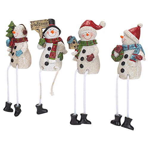 Textured Welcome Snowman Friends 4.25 Inch Resin Christmas Shelf Sitter Figurine Set Of 4 #TOP4
