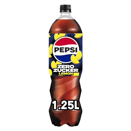 pepsi Zero Zucker Lemon, Das zuckerfreie Erfrischungsgetränk von Pepsi ohne Kalorien, Koffeinhaltige Cola mit Zitronengeschmack in der Flasche, EINWEG (6 x 1.25 l) (Verpackungsdesign kann abweichen)