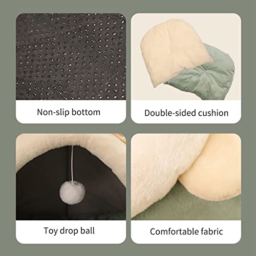 tetey Removable and Washable Cat Se-Enclosed Nest Mat, Cat Dog Basket, Cat House Tent Cave Ca Bed