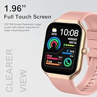 Jugeman Smartwatch Damen, 1.96" HD mit Bluetooth Anrufe, Herzfrequenz Schlafmonitor Schrittzähler Uhr Damen, 113+ Sportmodi Sportuh, IP68 Wasserdicht iOS Android, Multifunctional Fitnessuhr Rosa – Ansicht 2