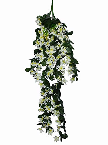 Image of Fourwalls Artificial Plastic and Polyester Orchid Floral Bale (100 cm Tall, Green /White)