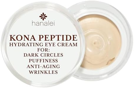 Hanalei Kona Peptide Eye Cream with Caffeine – Reduces Wrinkles, Puffiness, Dark Circles, Hydrating, Smoothing, Revitalizing Formula with Hawaiian Botanicals and Peptides – Cruelty-Free, Vegan, 0.5 oz